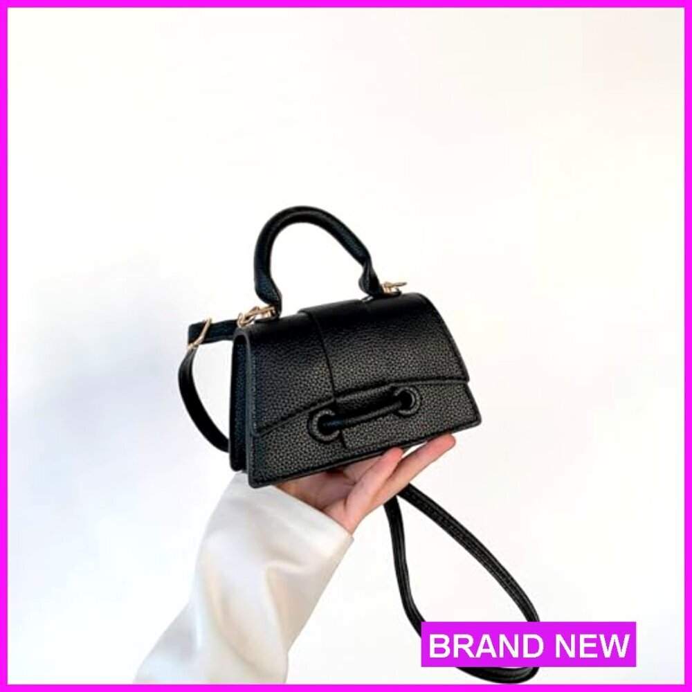 Mini Top Handle Crossbody Bag Vegan Leather Tiny Clutch with Strap - Picture 2 of 7